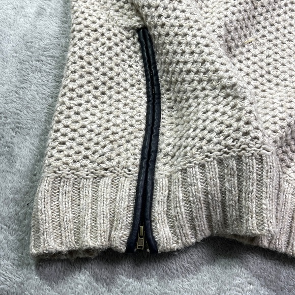 Banana Republic Women's Beige Tunic Sweater Mock Neck Knit Zipper Sides Large - Picture 9 of 12